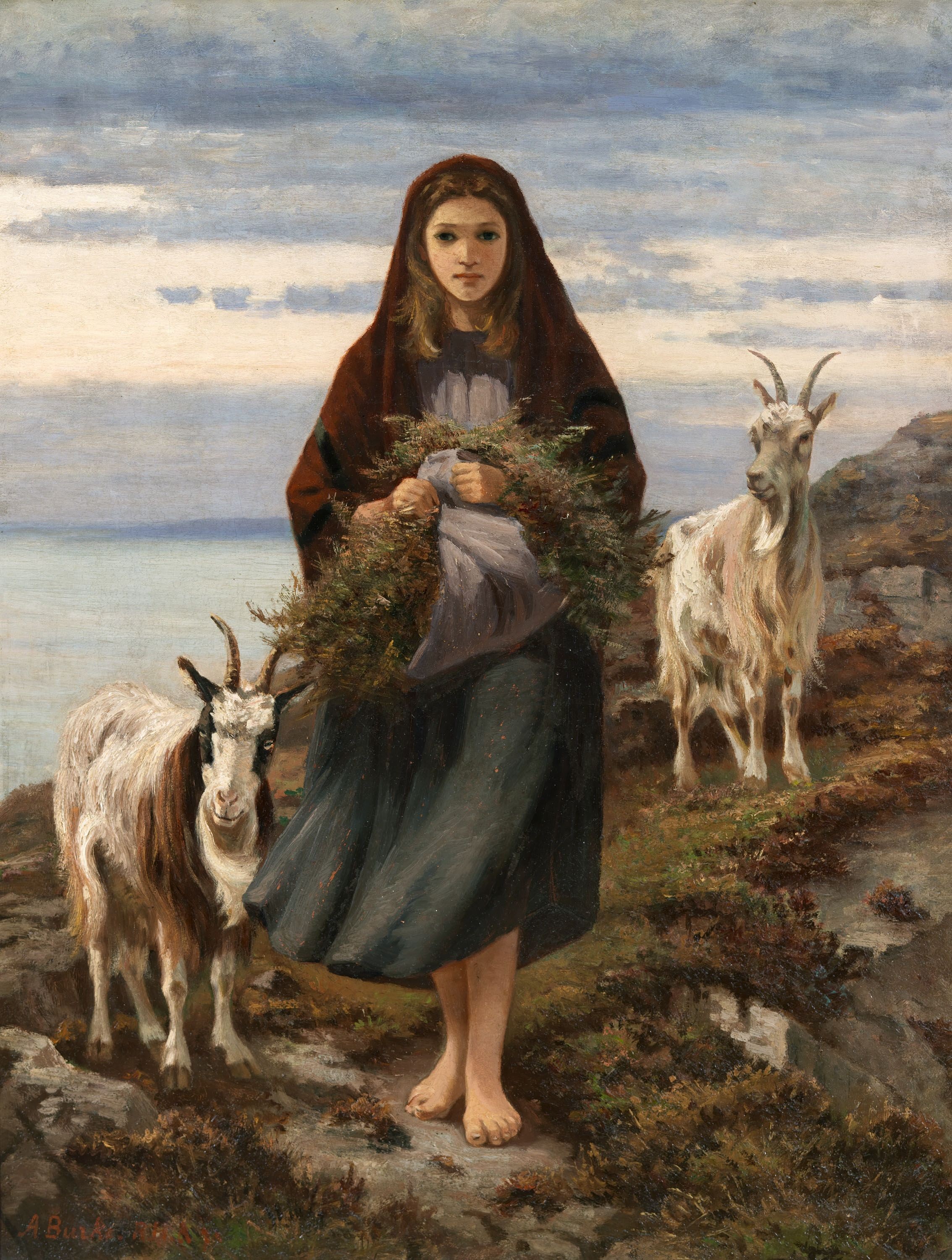 A Connemara Girl painting by Augustus Nicholas Burke