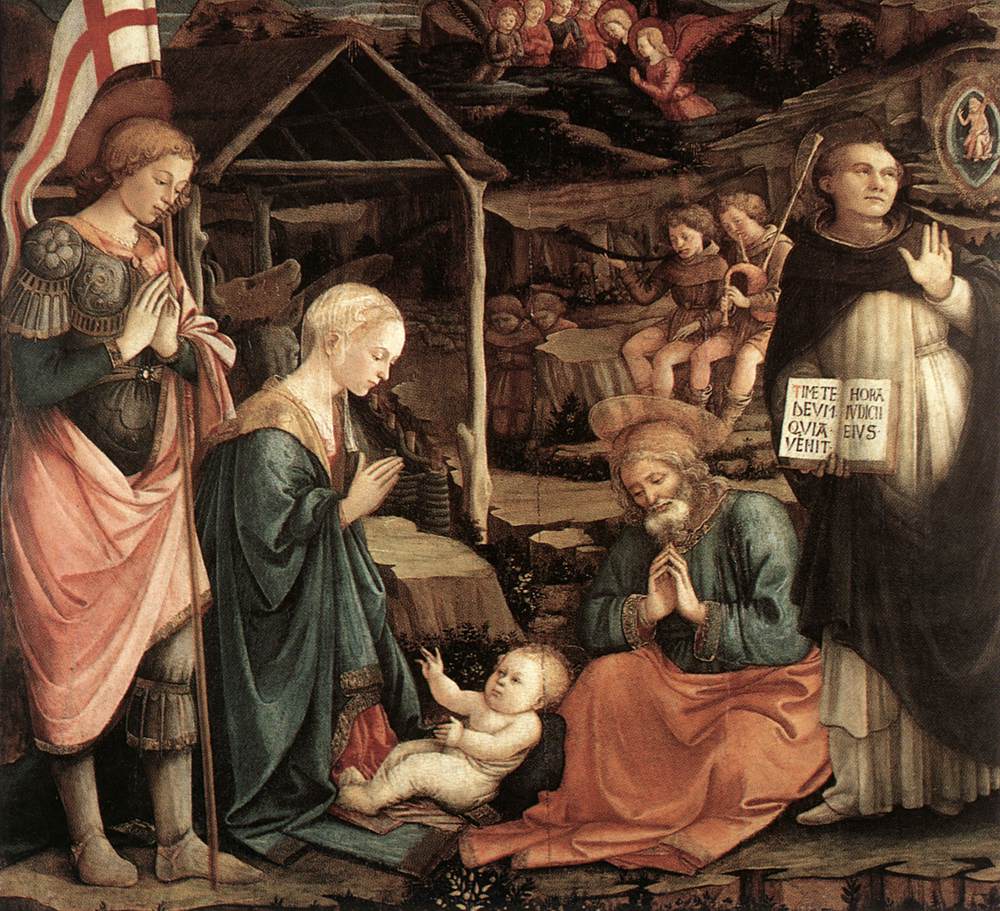 Adoration of the Child with Saints and Donors painting by Unknown (or related to Filippino Lippi/Pesellino influence)