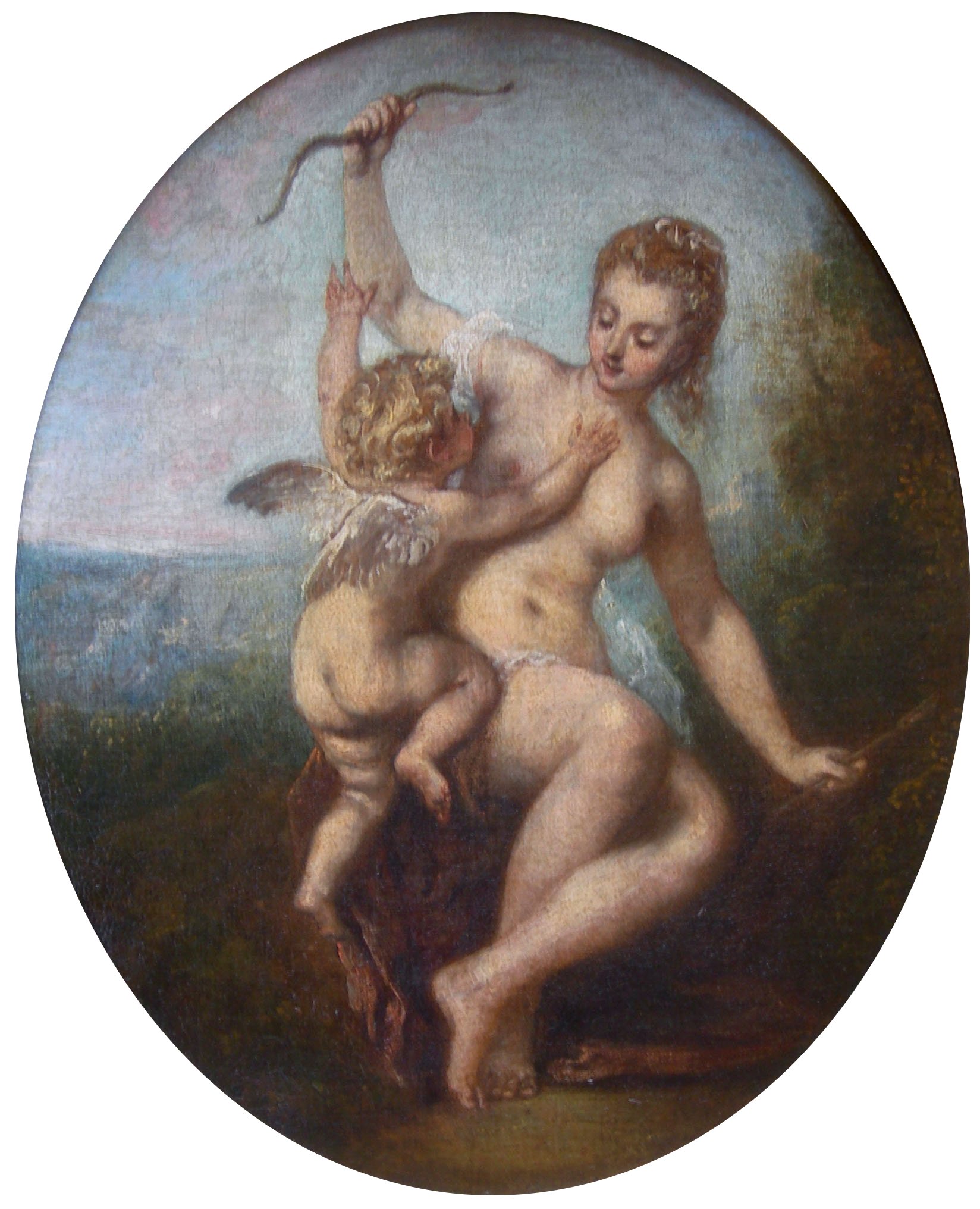 Cupid Disarmed (L'Amour désarmé) painting by Antoine Watteau (attributed)