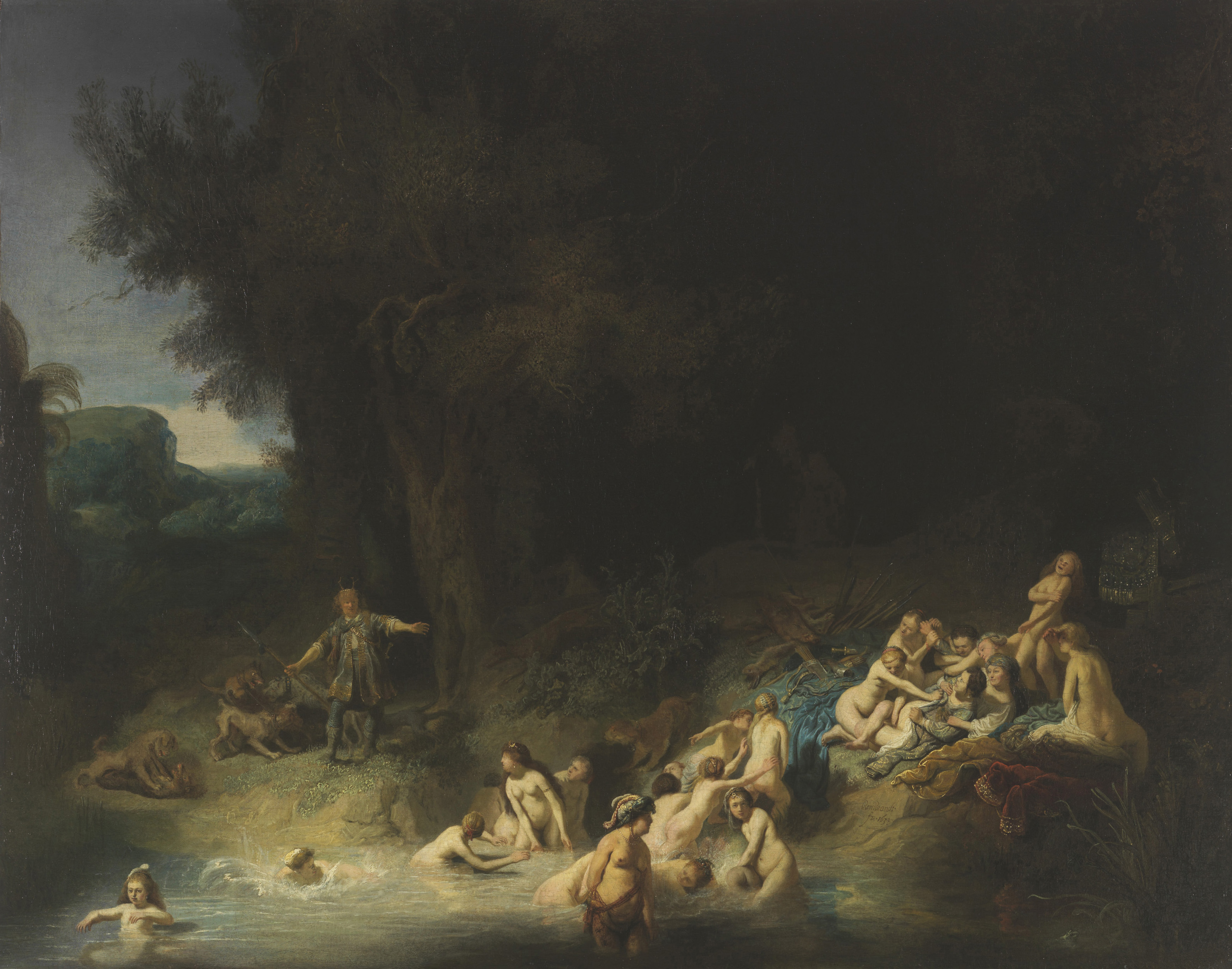 Diana Bathing with her Nymphs with Actaeon and Callisto painting by Rembrandt van Rijn