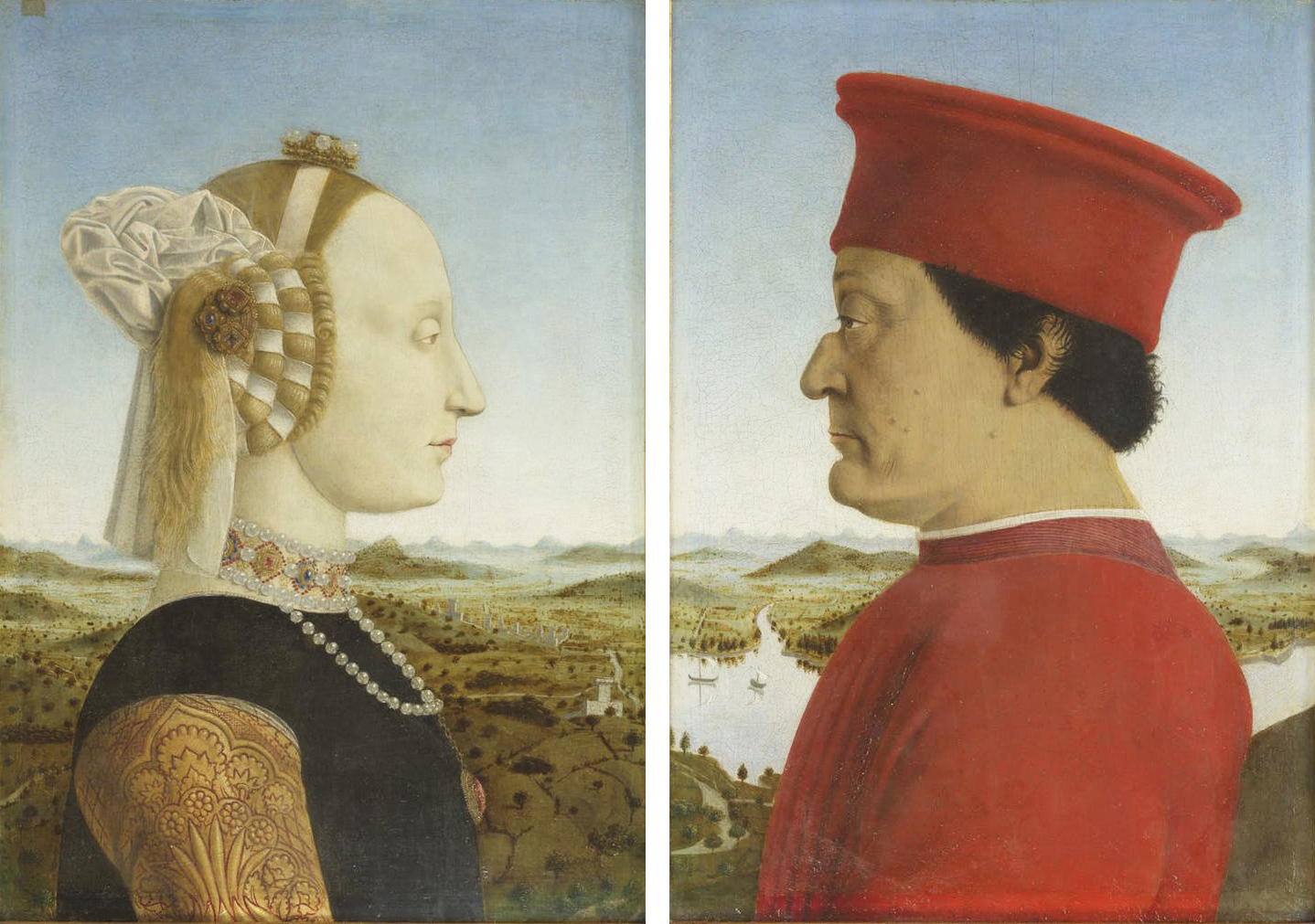 Diptych of Federico da Montefeltro and Battista Sforza painting by Piero della Francesca