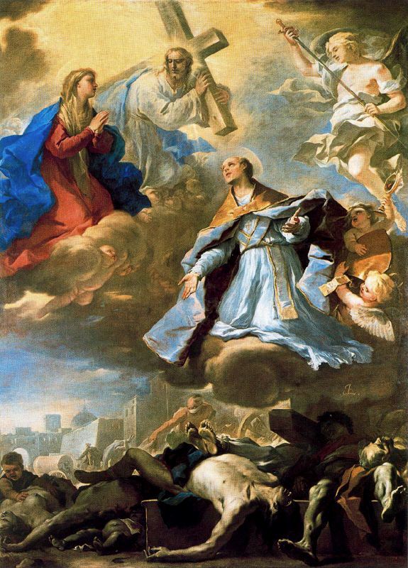 Saint Januarius Interceding with the Virgin Christ and Eternal Father for the Plague painting by Luca Giordano