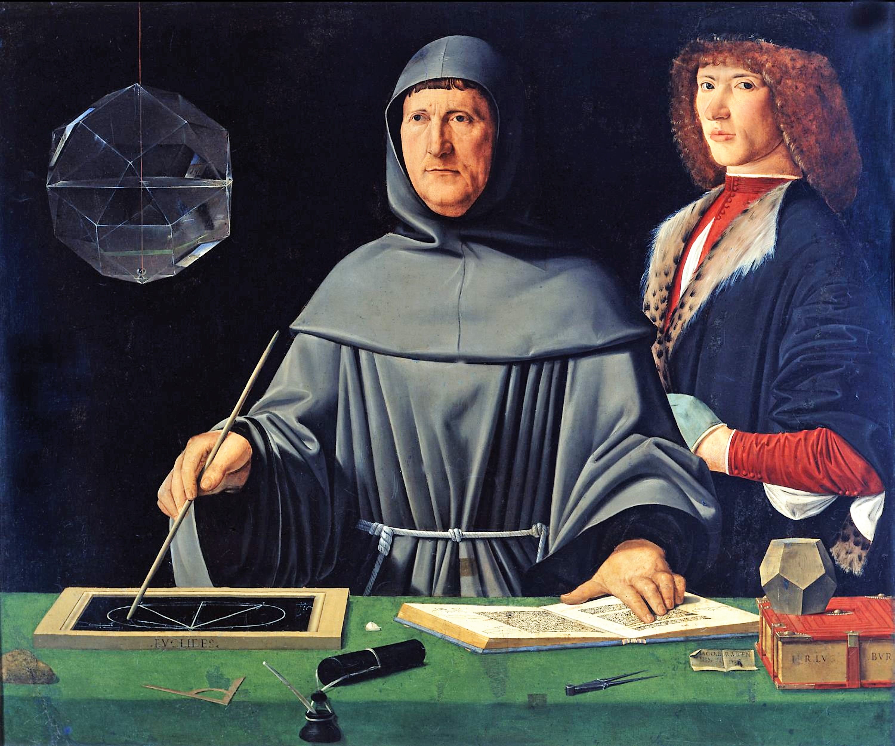 The Portrait of Fra Luca Pacioli painting by Attributed to Leonardo da Vinci (or workshop)