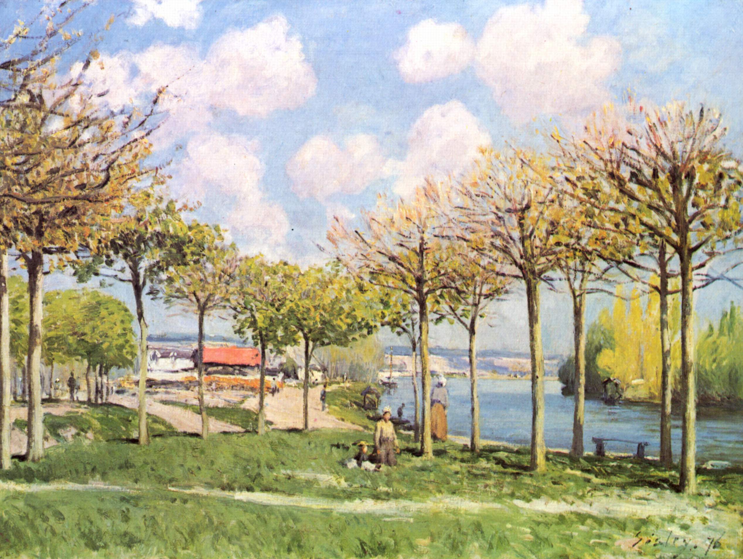 The Seine at Bougival in the Evening painting by Claude Monet