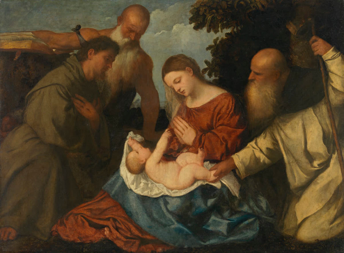 Virgin and Child with Saints Anthony Abbot, Jerome and Francis painting by Titian