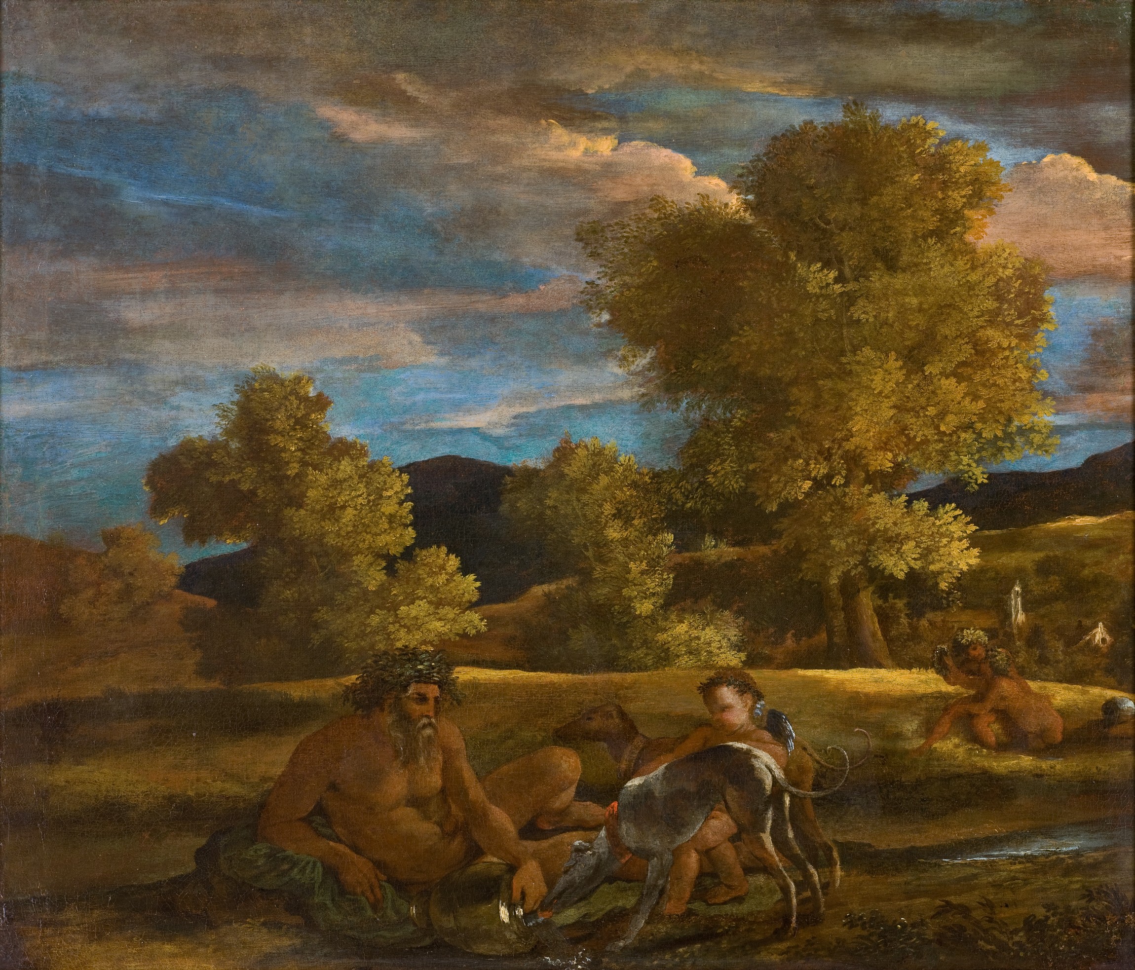 Vue de Grottaferrata avec Vénus, Adonis et une divinité fluviale (right half of Venus and Adonis) painting by Nicolas Poussin